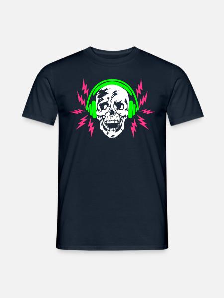 41 Skull Skull Headphone Flashes - Men's T-Shirt - navy