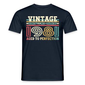 Septembre Né 1981 41ème anniversaire Cadeau - T-shirt homme - marine - Devant - AI Model Male 178 light (178cm)