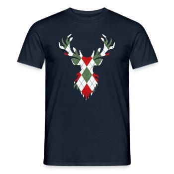 Doppelbelichtung Hirsch - Männer T-Shirt - Navy - Vorne - AI Model Male 178 light (178cm)
