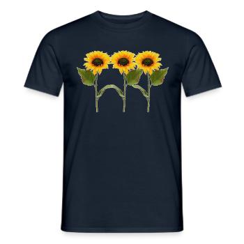 Three sunflowers - Men's T-Shirt - navy - Front - AI Model Male 178 light (178cm)