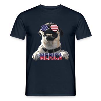 'Merica Mops - cadeau de chien amer - T-shirt homme - marine - Devant - AI Model Male 178 light (178cm)
