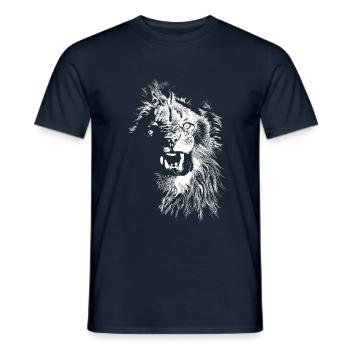 wilde Safari Löwenkopf Löwenkopfillustration - Männer T-Shirt - Navy - Vorne - AI Model Male 178 light (178cm)
