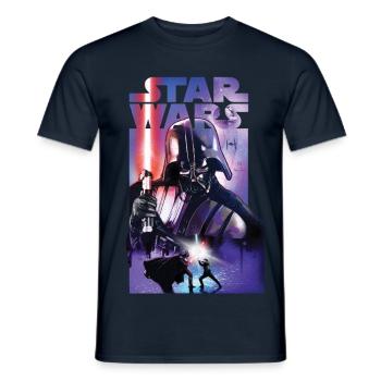 Star Wars Darth Vader Motiv Mit Rotem Lichtschwert - Männer T-Shirt - Navy - Vorne - AI Model Male 178 light (178cm)