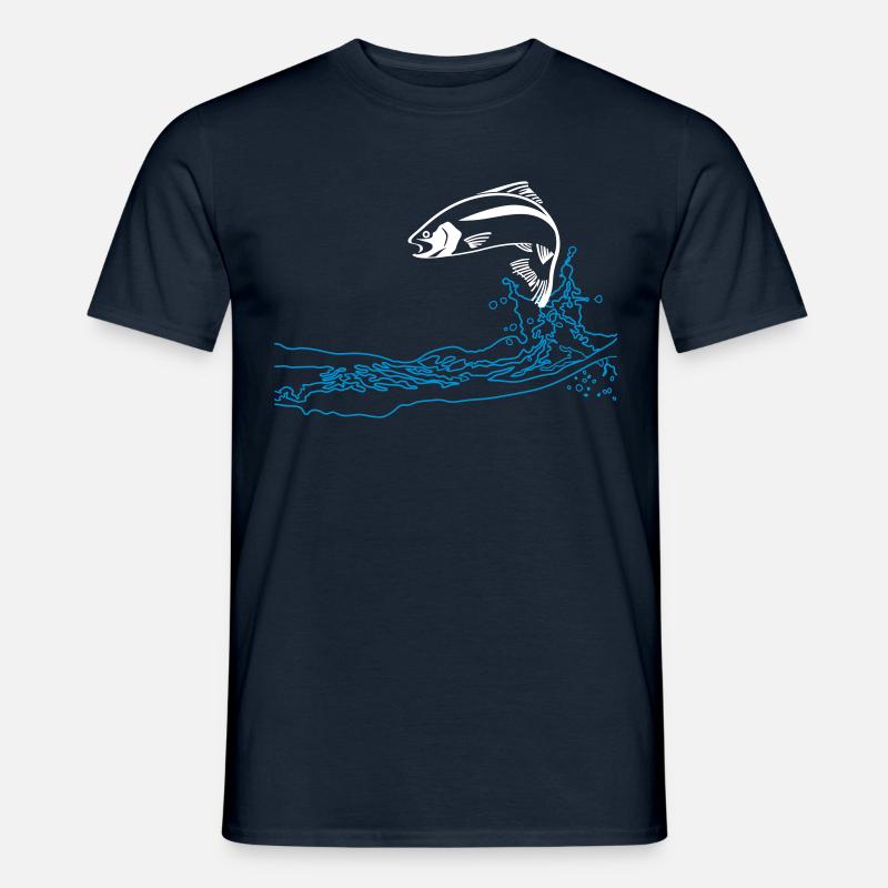 springende Forelle - Männer T-Shirt - Navy
