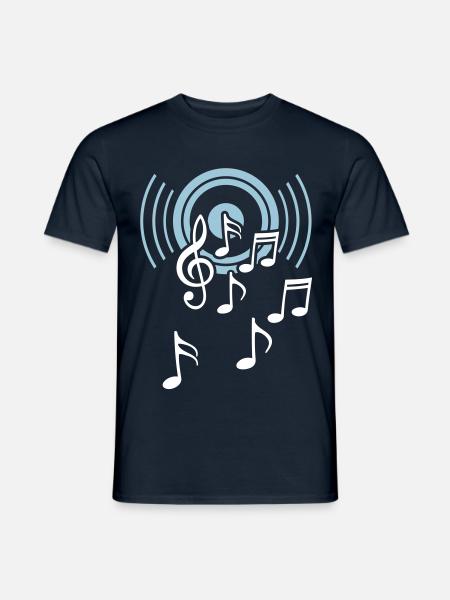 haut-parleurs avec note de musique clé sol basse - T-shirt homme - marine
