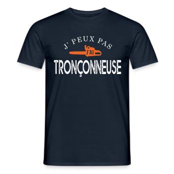 J'peux pas j ai tronçonneuse bûcheron forestier - T-shirt homme - marine - Devant - AI Model Male 178 light (178cm)