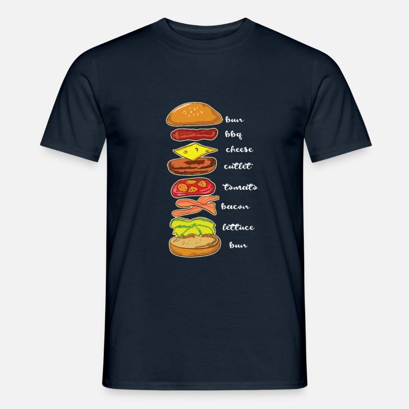Hamburger Burger Cheeseburger Anleitung Geschenk - Männer T-Shirt - Navy