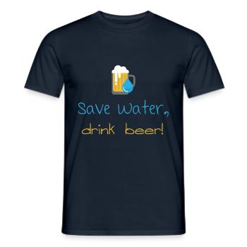 Economiser l'eau, boire de la bière! - T-shirt homme - marine - Devant - AI Model Male 178 light (178cm)