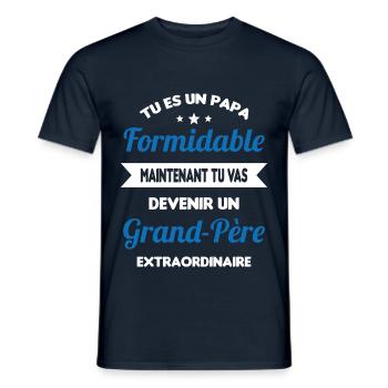 Futur grand-père cadeau annonce de grossesse - T-shirt homme - marine - Devant - AI Model Male 178 light (178cm)