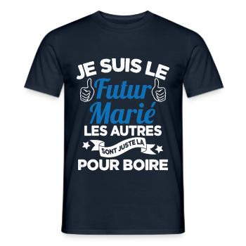 Cadeau de célibataire pour un futur marié - T-shirt homme - marine - Devant - AI Model Male 178 light (178cm)