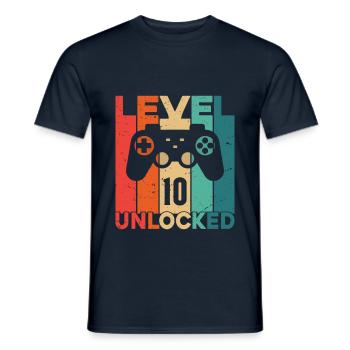 Level 10 Unlocked - Men's T-Shirt - navy - Front - AI Model Male 178 light (178cm)