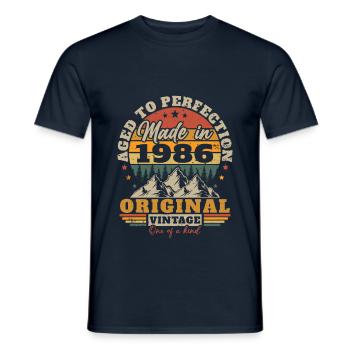 40 Ans 1986 Vintage Rétro Cadeau D'anniversaire - T-shirt homme - marine - Devant - AI Model Male 178 light (178cm)