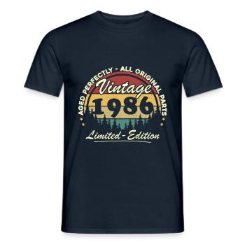 40 Ans 1986 Vintage Rétro Cadeau D'anniversaire - T-shirt homme - marine - Devant - AI Model Male 178 light (178cm)
