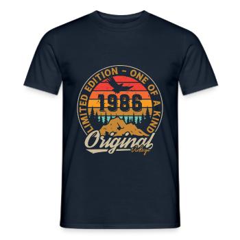 40 Ans 1986 Vintage Rétro Cadeau D'anniversaire - T-shirt homme - marine - Devant - AI Model Male 178 light (178cm)