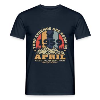 Avril 1959 Vintage cadeau d'anniversaire - T-shirt homme - marine - Devant - AI Model Male 178 light (178cm)