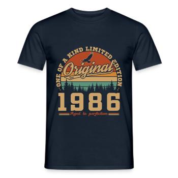 40 Ans 1986 Vintage Rétro Cadeau D'anniversaire - T-shirt homme - marine - Devant - AI Model Male 178 light (178cm)
