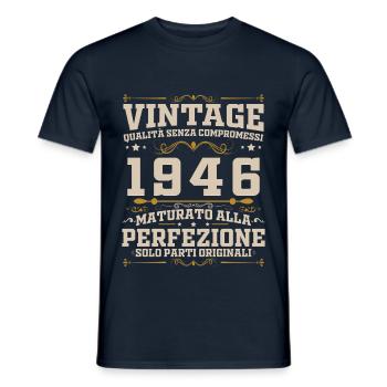 80 Jahre 1946 Vintage Retro Geburtstagsgeschenk - Männer T-Shirt - Navy - Vorne - AI Model Male 178 light (178cm)