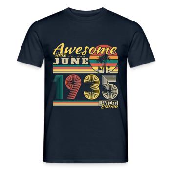 1935 June Vintage Birthday Gift Retro - Men's T-Shirt - navy - Front - AI Model Male 178 light (178cm)