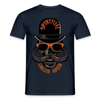 tete de mort hipster crane skull gangster moustach - T-shirt homme - marine - Devant - AI Model Male 178 light (178cm)
