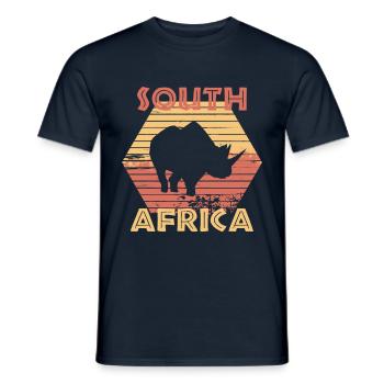 South Africa rhinocéros nature retro style cadeau - T-shirt homme - marine - Devant - AI Model Male 178 light (178cm)