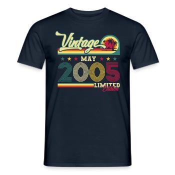 Original June 2005 Vintage 2005 19th Birthday 05 - Men's T-Shirt - navy - Front - AI Model Male 178 light (178cm)