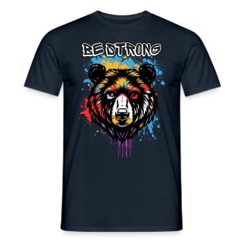 T-Shirt-Bär, Be strong - Männer T-Shirt - Navy - Vorne - AI Model Male 178 light (178cm)