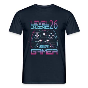 26. Geburtstag Level 26 Complete Retro Gamer - Männer T-Shirt - Navy - Vorne - AI Model Male 178 light (178cm)