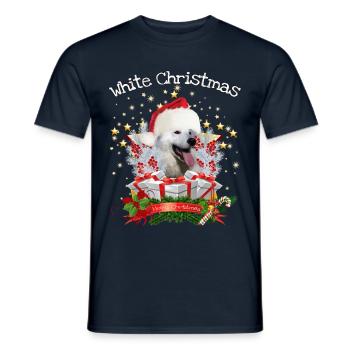 Christmas Shirt White German Shepherd - Shepherd - Men's T-Shirt - navy - Front - AI Model Male 178 light (178cm)