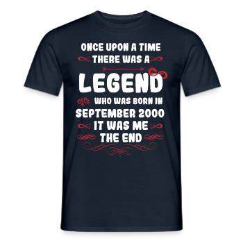 Es war einmal eine Legende. September 2000 Geburts - Männer T-Shirt - Navy - Vorne - AI Model Male 178 light (178cm)