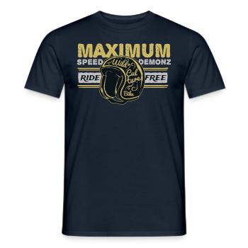 Vitesse maximale moto - T-shirt homme - marine - Devant - AI Model Male 178 light (178cm)