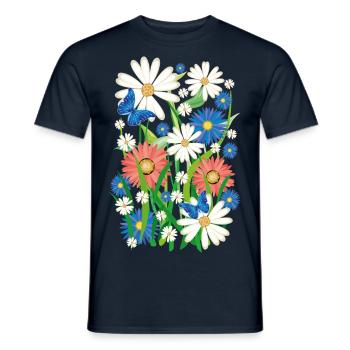 24 Flowers Butterflies Summer Meadow - Men's T-Shirt - navy - Front - AI Model Male 178 light (178cm)