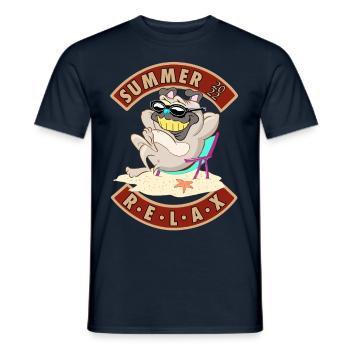 Summer 2022 relax dog at the beach - Men's T-Shirt - navy - Front - AI Model Male 178 light (178cm)
