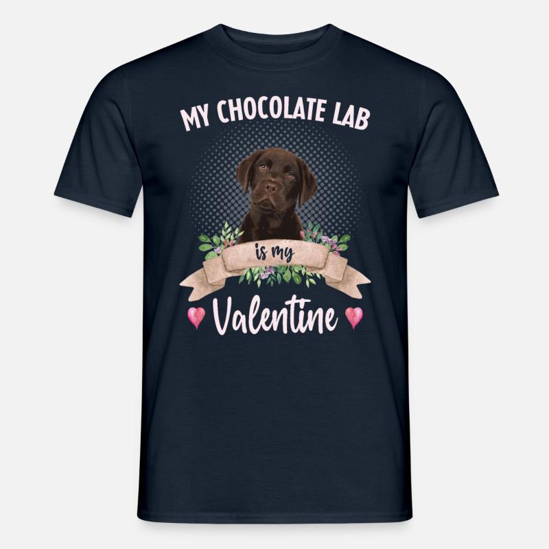 Brauner Labrador Valentinstag - Männer T-Shirt - Navy