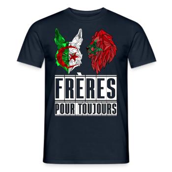 Algériens Marocains frères pour toujours - T-shirt homme - marine - Devant - AI Model Male 178 light (178cm)