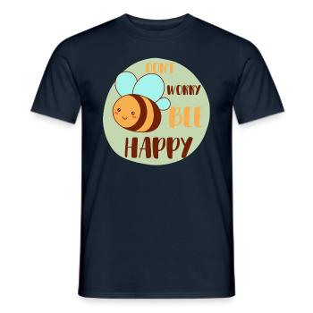 Don`t worry Bee Happy - Männer T-Shirt - Navy - Vorne - AI Model Male 178 light (178cm)