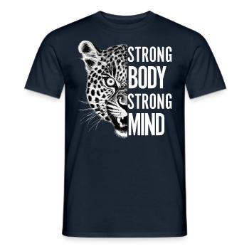 Starker Körper Starker Geist Motivierender Leopard - Männer T-Shirt - Navy - Vorne - AI Model Male 178 light (178cm)