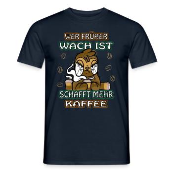 Wer früher wach ist schafft mehr Kaffee Faultier - Männer T-Shirt - Navy - Vorne - AI Model Male 178 light (178cm)