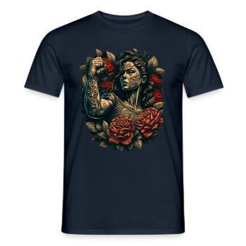 Femme forte Mère Roses Cadeau de fête des mères - T-shirt homme - marine - Devant - AI Model Male 178 light (178cm)