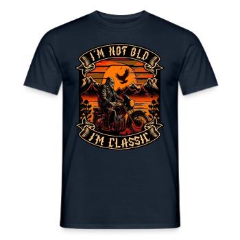 Je ne suis pas vieux je suis motard moto classique - T-shirt homme - marine - Devant - AI Model Male 178 light (178cm)