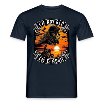 Je ne suis pas vieux je suis motard moto classique - T-shirt homme - marine - Devant - AI Model Male 178 light (178cm)