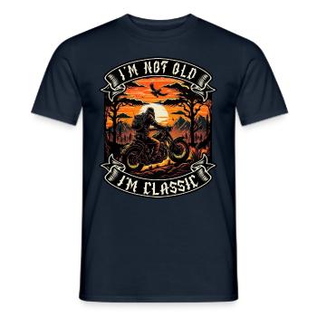 Je ne suis pas vieux je suis motard moto classique - T-shirt homme - marine - Devant - AI Model Male 178 light (178cm)