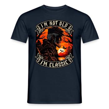 Je ne suis pas vieux je suis motard moto classique - T-shirt homme - marine - Devant - AI Model Male 178 light (178cm)
