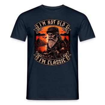 Je ne suis pas vieux je suis motard moto classique - T-shirt homme - marine - Devant - AI Model Male 178 light (178cm)