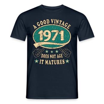 52e anniversaire 1971 52 Bon millésime - T-shirt homme - marine - Devant - AI Model Male 178 light (178cm)