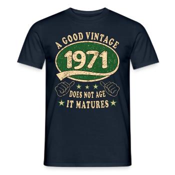 52e anniversaire 1971 52 Bon millésime - T-shirt homme - marine - Devant - AI Model Male 178 light (178cm)