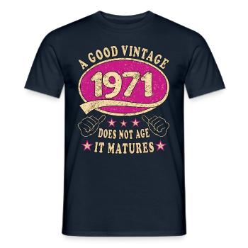 52e anniversaire 1971 52 Bon millésime - T-shirt homme - marine - Devant - AI Model Male 178 light (178cm)