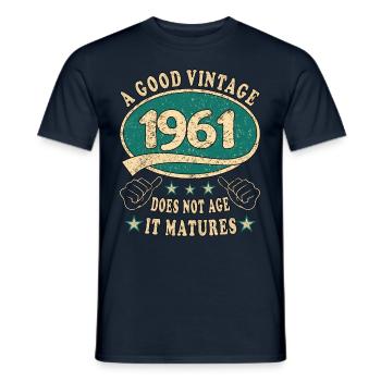 62ème Anniversaire 1961 '62 Bon Millésime - T-shirt homme - marine - Devant - AI Model Male 178 light (178cm)