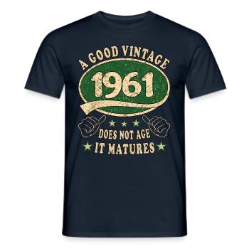 62ème Anniversaire 1961 '62 Bon Millésime - T-shirt homme - marine - Devant - AI Model Male 178 light (178cm)