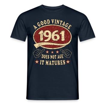 62ème Anniversaire 1961 '62 Bon Millésime - T-shirt homme - marine - Devant - AI Model Male 178 light (178cm)