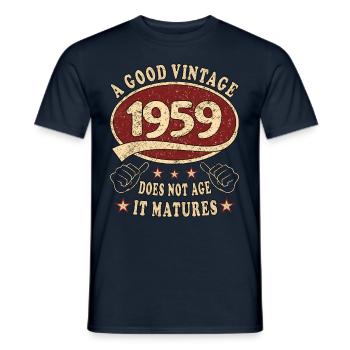64ème Anniversaire 1959 '64 Bon millésime - T-shirt homme - marine - Devant - AI Model Male 178 light (178cm)